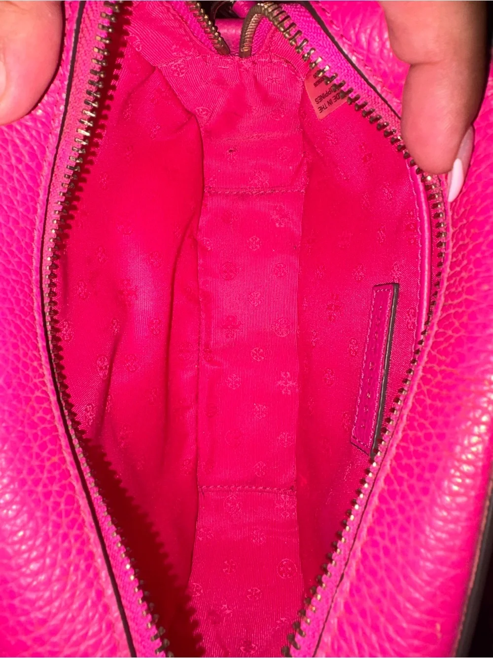 Pre loved / lightly used Burch Fleming Pebbled Leather Crossbody Bag in Hot Pink